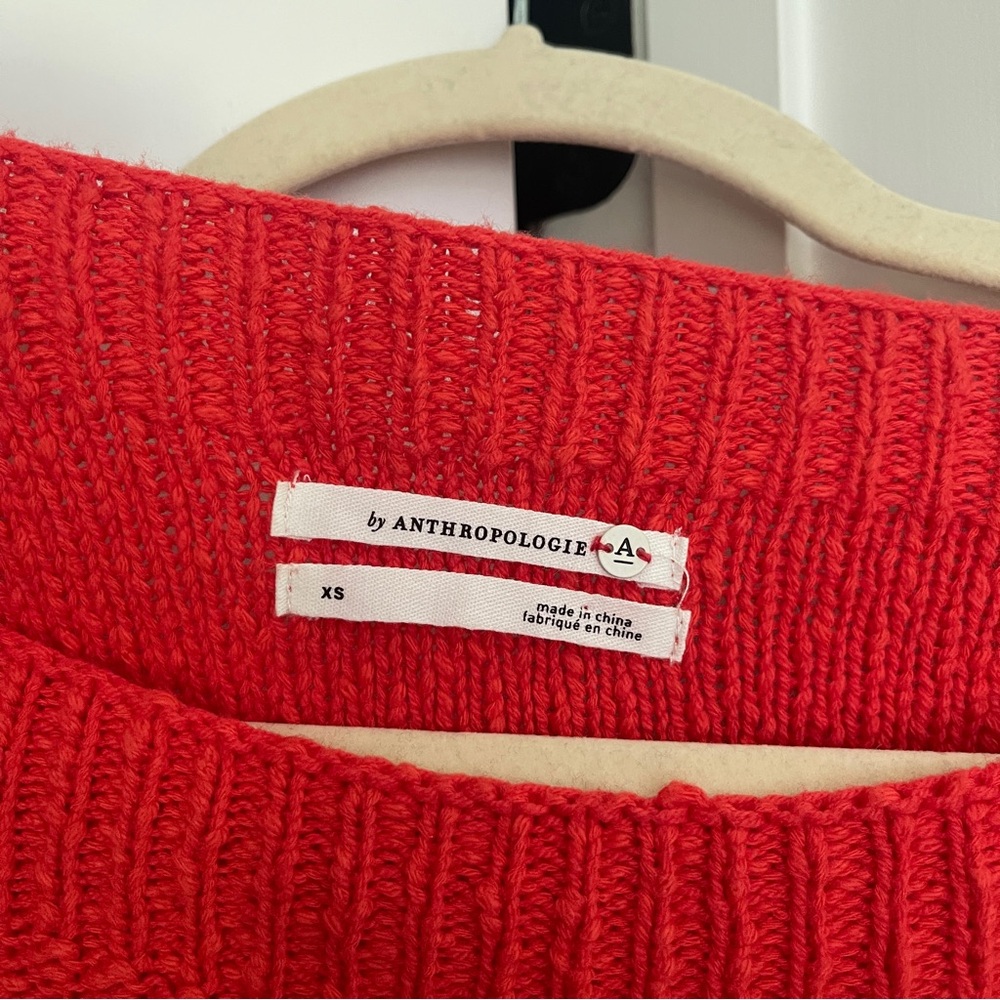 Anthropologie Ronita Sweater Tee Knit Red Cropped Boxy - Picture 4 of 6